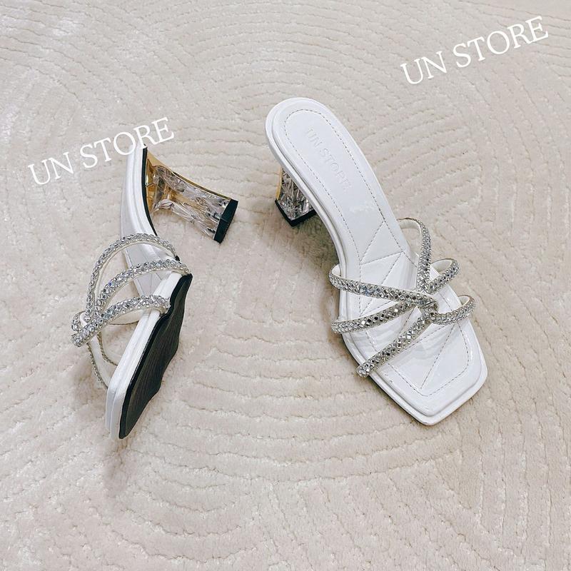 USD022 Giày cao gót xoàn quấn mềm 6 dây cao 7 phân Un Store Nữ Sandal Nhung DéP Shoes Cao Su Jean
