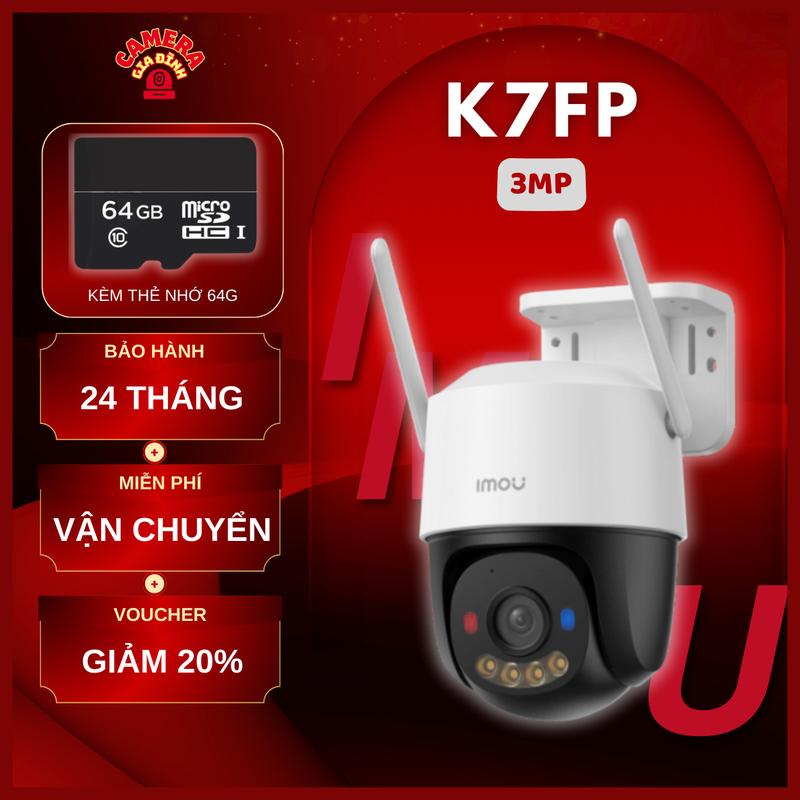 COMBO Camera Wifi IMOU K7FP 3mp - 2K Tặng thẻ 64G chính hãng quay quét 360 độ có màu đêm đàm thoại 2 chiều quay theo chuyển động Security Cameras & Systems