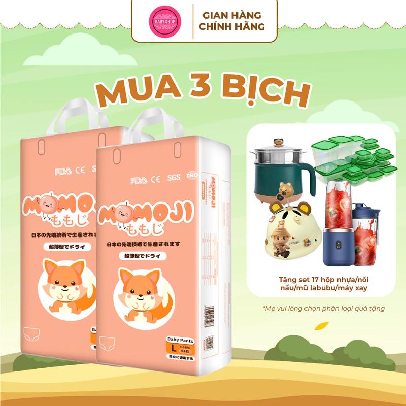 Combo 3 Tã quần Momoji Extra Nhật Bản, thoáng khí, thoát ẩm tốt giúp da bé sơ sinh khô thoáng dài lâu Cho Bé 0
