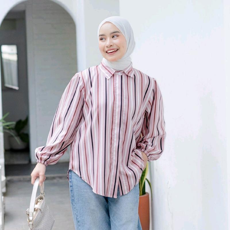 Mybamus Kemeja Mix Motif - Baju Muslim Korea B.Pink 0