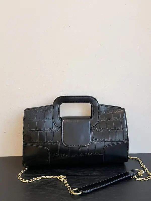 Women's Fashionable Crocodile Embossed Handbag, Casual PU Leather Shoulder Bag for Daily Used, Trendy All-match Commuter Bag 5