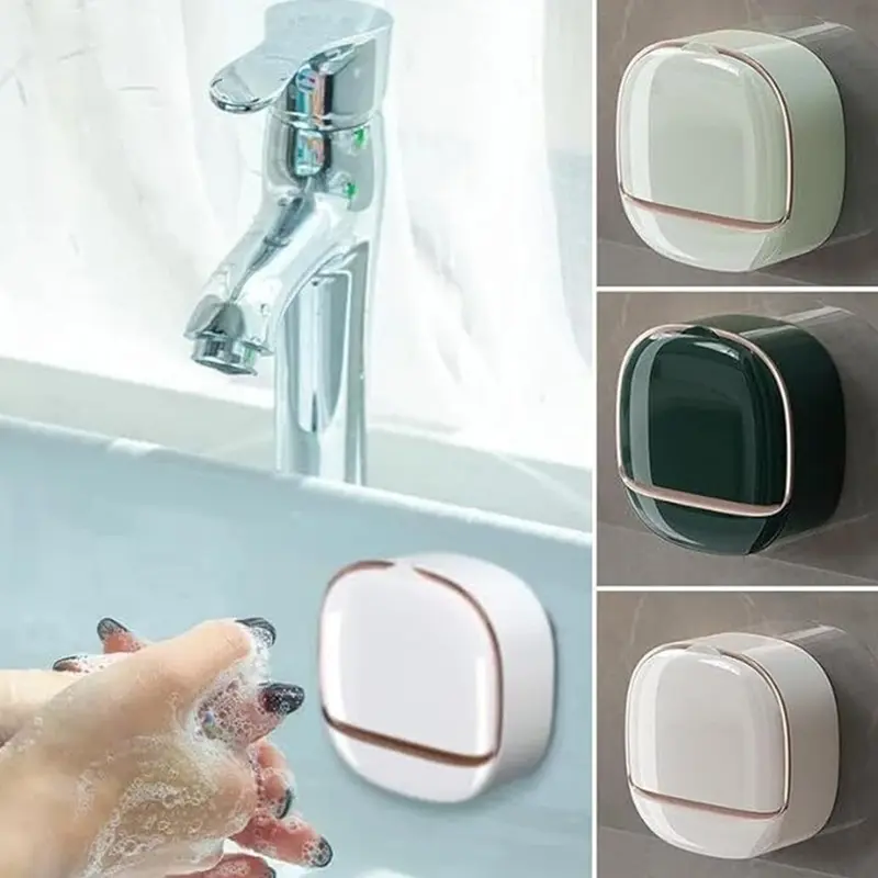 Đĩa Đựng Xà Phòng Đa Chức Năng, Thiết Kế Sang Trọng, Có Rãnh Thoát Nước, Treo Tường, Nắp Lật Không Khoan, Giá Đỡ Xà Phòng Phòng Tắm, Làm Bằng Nhựa, Hình Chữ Nhật, Hộp Tiết Kiệm Xà Phòng Thác Nước, Thích Hợp Để Trang Trí Giáng Sinh 8
