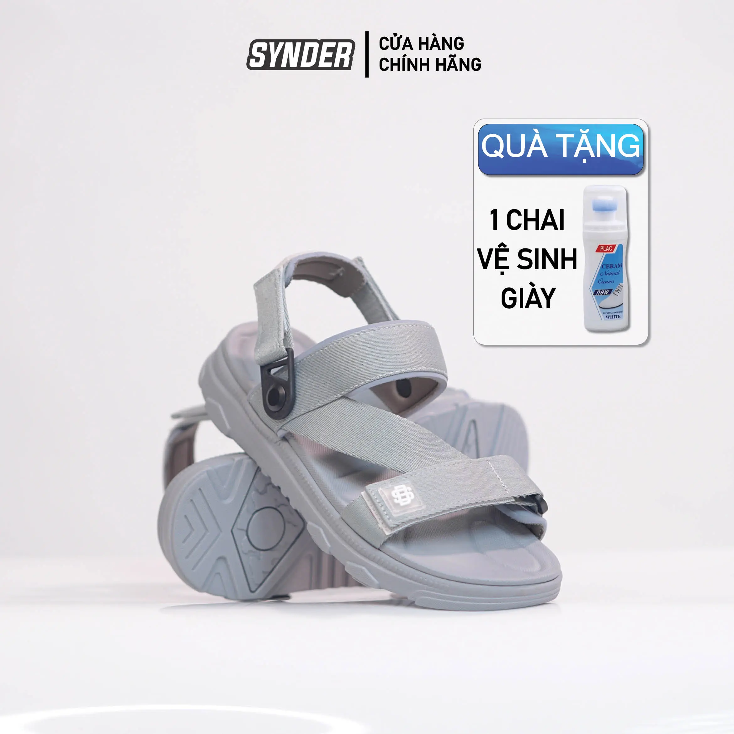 Dép Sandal Nam Nữ SYNDER SD2 - Nam tăng 1 size, nhẹ,thoáng mát [Xám Full , Size 36-44, Tặng chai vệ sinh]