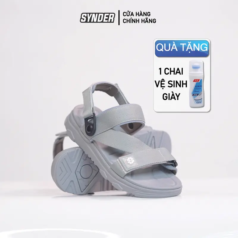 Dép Sandal Nam Nữ SYNDER SD2 - Nam tăng 1 size, nhẹ,thoáng mát [Xám Full , Size 36-44, Tặng chai vệ sinh] 0