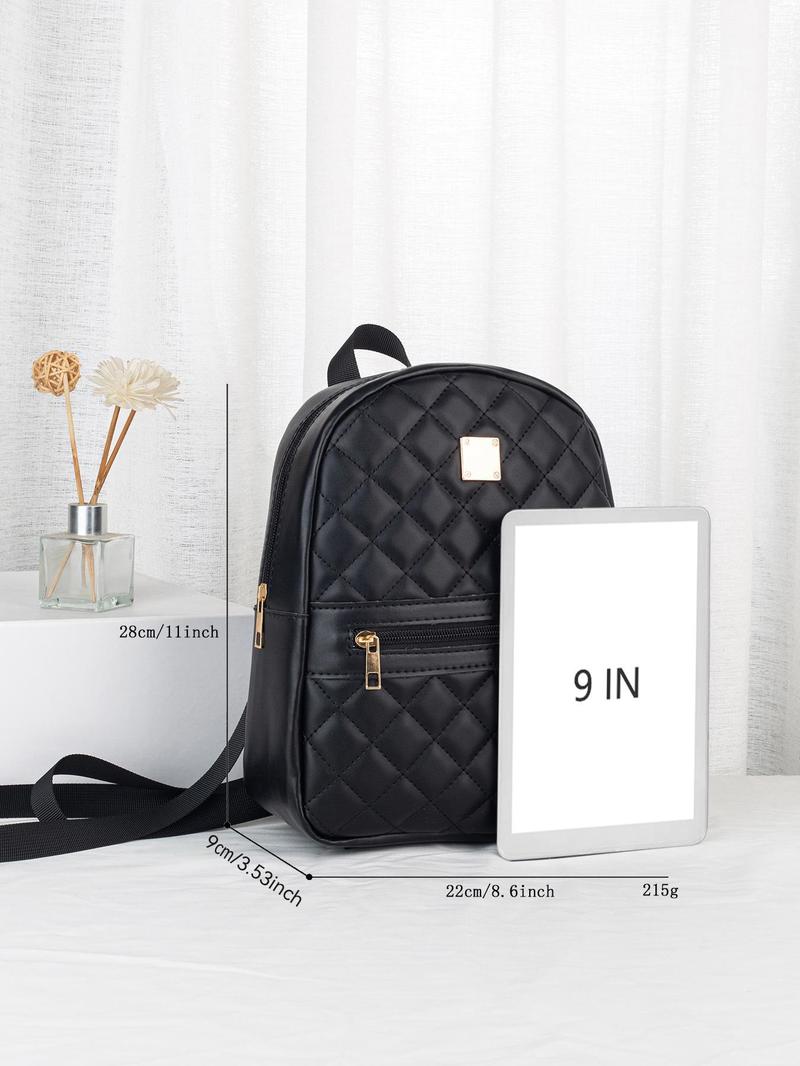 Product Introduction of Fashion Rhombus Quilted Casual Pu Leather Backpack, Bag with Adjustable Shoulder Strap, Lightweight Large Capacity Zipper Backpack for Women 12