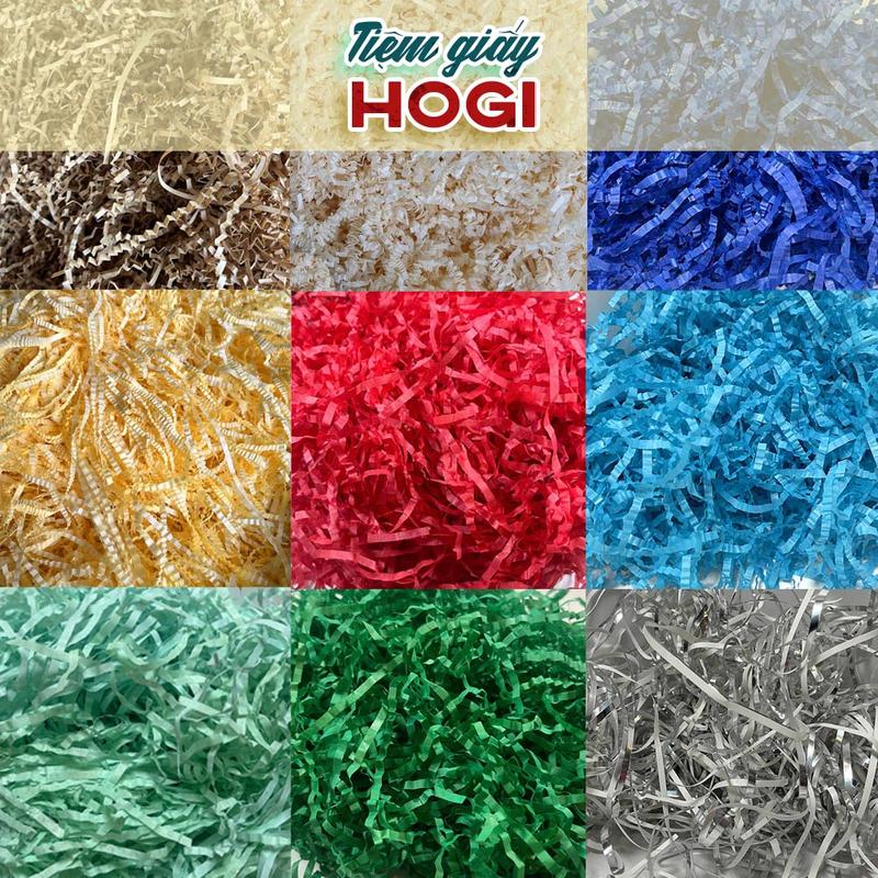 1kg giấy rơm lót hộp quà HOGI giấy chống sốc cắt sợi trang trí đa năng nhiều màu sắc