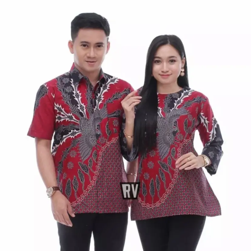 Baju batik motif terbaru couple pasangan hem atasan pria lengan pendek blus atasan wanita batik pekalongan