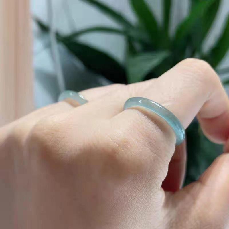 Product Introduction of Nhẫn Hoa Nổi, Chất Liệu Đá Cẩm Thạch Giả, Màu Xanh Băng Cao, Thiết Kế Đơn Giản, Vòng Tay, Vành Rộng, Vành Giống Như Băng, Ý Tưởng Nghệ Thuật Phong Cảnh Chuôi Nhẫn Cao Cấp 8