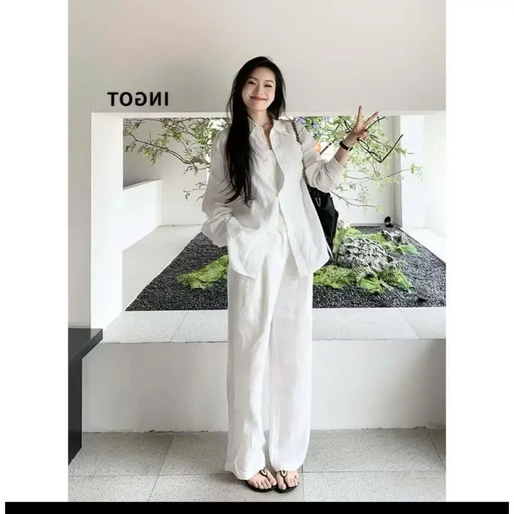 Sét áo sơ mi trắng mix quần ống suông ulzzang siêu đẹp