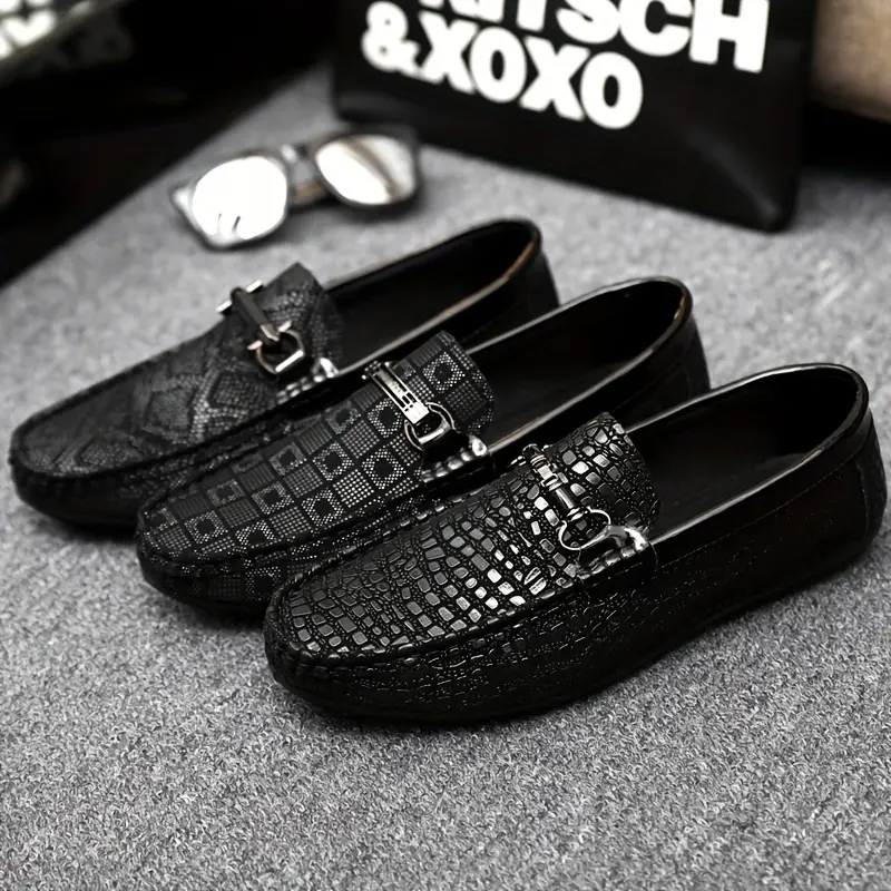 Men'S Casual Loafers, Fashion Plaid Slip-On Shoes, Lightweight, Versatile, with PU Upper & Inner, PVC Sole, for Hiking, Outdoor Activities, and Daily Wear, All-Season Comfort 2