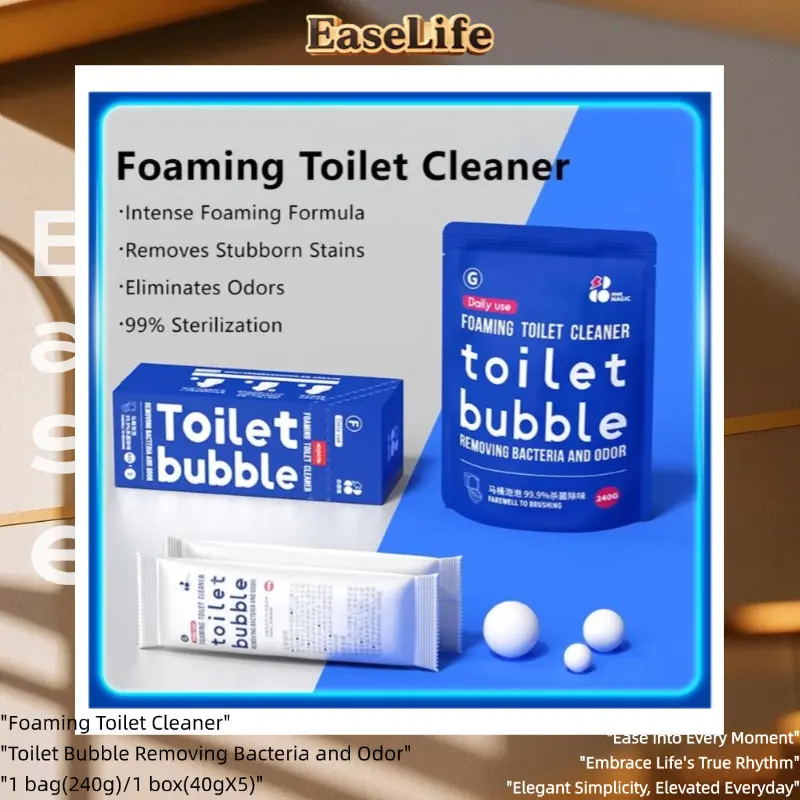EaseLife Foaming Toilet Cleaner Toilet Bubble Removing Bacteria and Odor (40gx5 packs/ 240g) Household Bathroom Cleaning