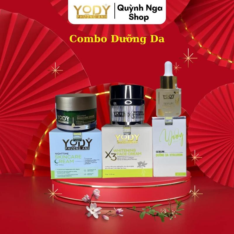 1 bộ gồm 3 sản phẩm  1 hộp  kem su sukin đêm  15gr  1 chai serrum phuc hồi  20ml .mot hộp kem 3x hỗ trợ  dưỡng  sáng  da  yody phương  anh (xóa mã )