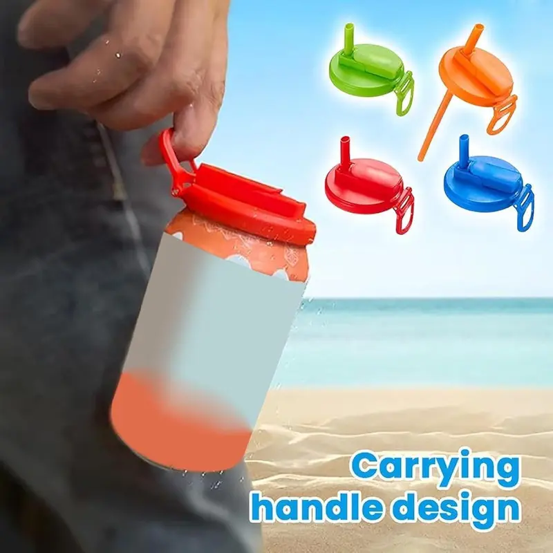 Silicone Drink Can Cover, 4 Counts Portable Reusable & Eco-friendly Drink Can Lid, Portable Leak-proof Design Drinkware Accessories for Home, Travel, Outdoor gifts best friend dad birthday mum welcome sign 2