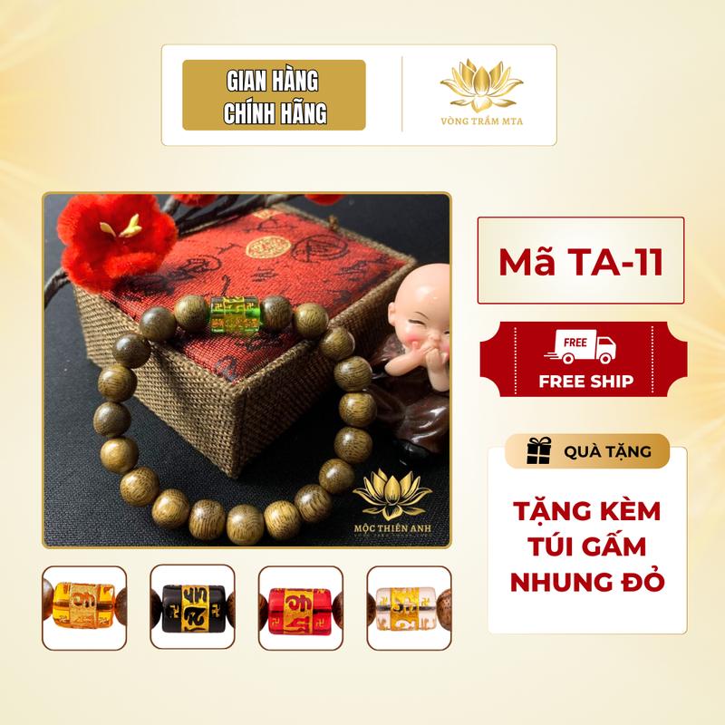 Vòng Tay Trầm Hương Đơn Mix Lu Thống Tặng Kèm Túi Gấm Nhung Đỏ Phụ Kiện