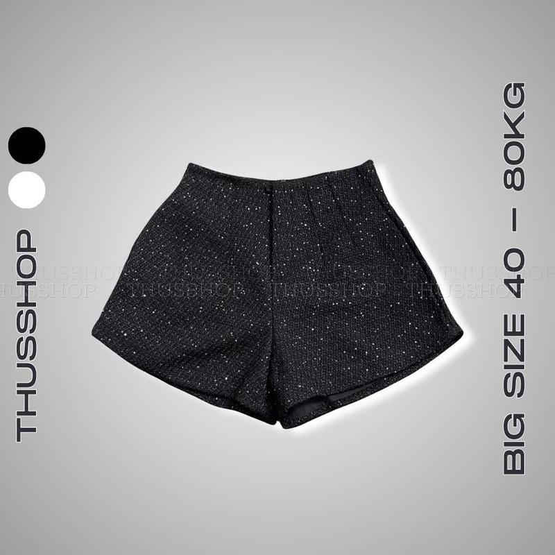  Quần Short Đùi Dạ Bing 2 Lớp Sooc Ngắn Nữ BIGSIZE Cạp Cao Chất Dạ Kim Tuyến TS-951 