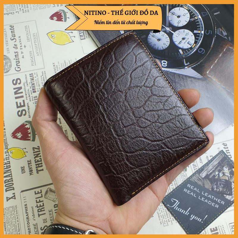 Ví nam dáng đứng, dáng ngang cao cấp, bóp da bò thiết kế vân voi VND06