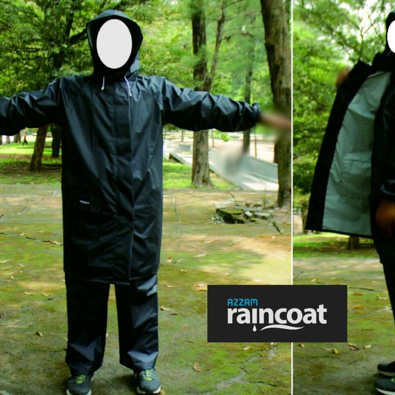 Jas hujan gamis celana / setelan celana bahan taslan balon daun talas import Korea brand Azzam Raincoat 4