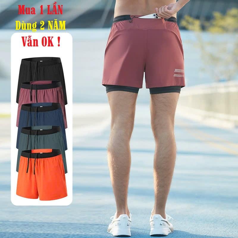 DỌN KHO Quần thể thao Nam Nữ 2 lớp thấm hút mồ hôi thoáng khí co giãn tốt _ Quần đùi quần short Nam Nữ chạy bộ đạp xe gym tennis bơi boxing bóng rổ bóng đá...