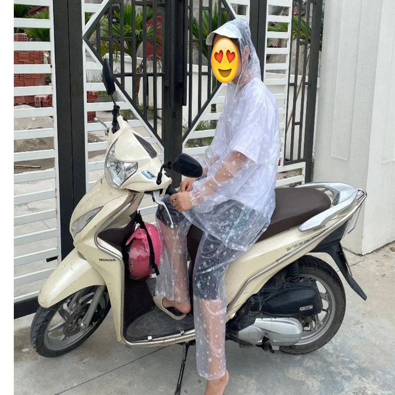 Bộ Áo Mưa Có Kính Che Mặt Họa Tiết Nhựa Dẻo Hoa Tuyết Trắng Trẻ Trung, Chống Thấm Nước Cho Nam Và Nữ 6