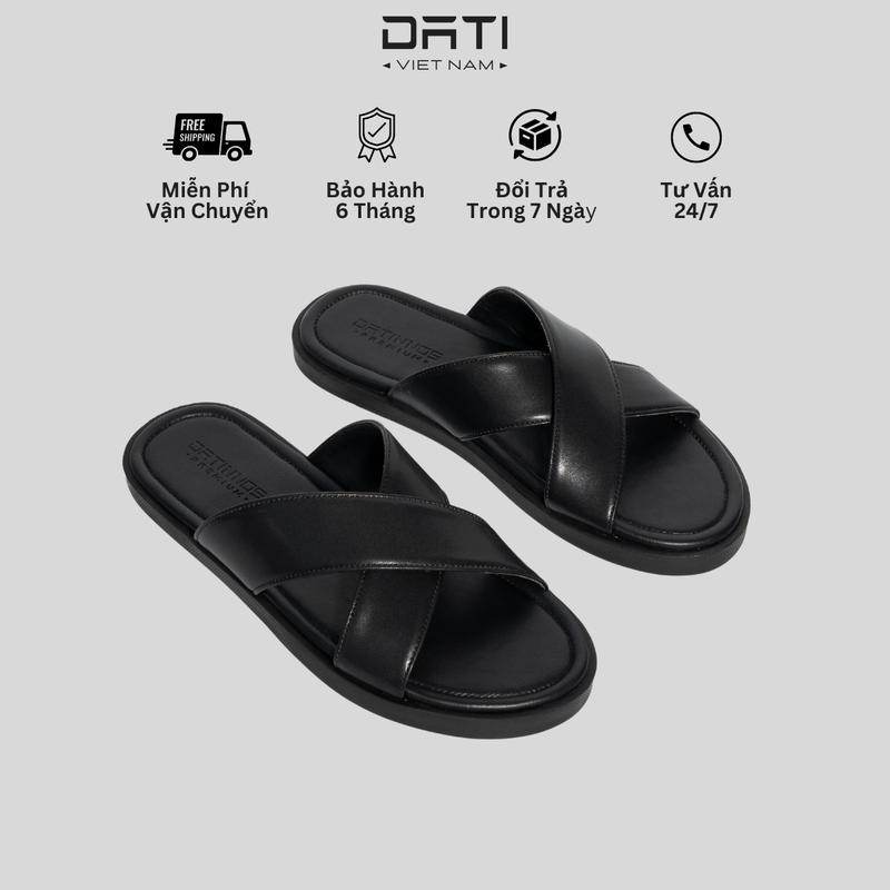 MICROFIBER Dép Da Nam Microfiber Quai Chéo Chữ X Đế Cao Su Cao Cấp Êm Chân Fullbox Bảo Hành 6 Tháng DT20 DéP Đế Bằng Jean Sandal Nhung Đồng