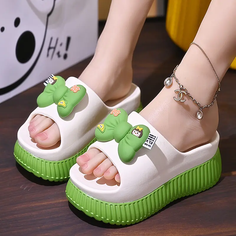 Dép Đế Bánh Mì Thắt Nơ Mùa Hè, Dành Cho Nữ, Dép Đi Trong Nhà Trong Nhà Phòng Tắm, Thời Trang, Có Thể Đeo Ngoài Trời, Hàng Mới Về Năm 2024