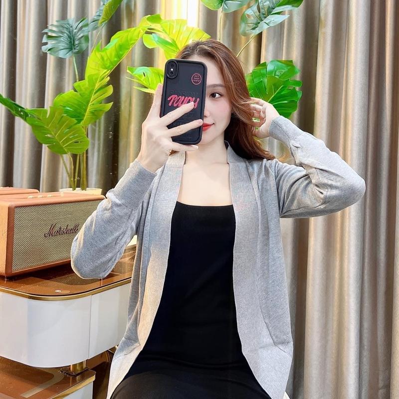 Áo khoác len kiểu dáng đuôi tôm, áo khoác nữ tay dài chất len mỏng phong cách hàn quốc dễ phối đồ 1