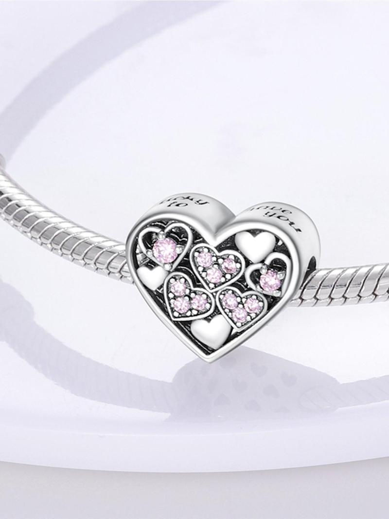 Product Introduction of Heart Shaped Rhinestone Decorated Dangle Charm,  Sweet Fashion DIY Jewelry for Women & Girls, Trendy All-match & Exquisite Jewelry for Birthday Gift 14