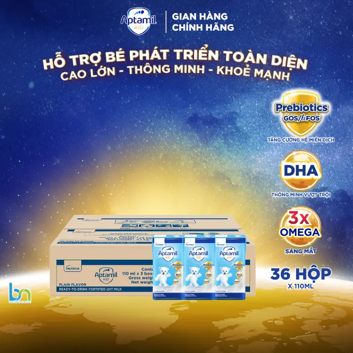 Thùng Sữa Dinh Dưỡng Aptamil pha sẵn Aptamil Gold 180ml, Aptamil Kid 180ml, Aptamil Kid 110ml cho bé 3