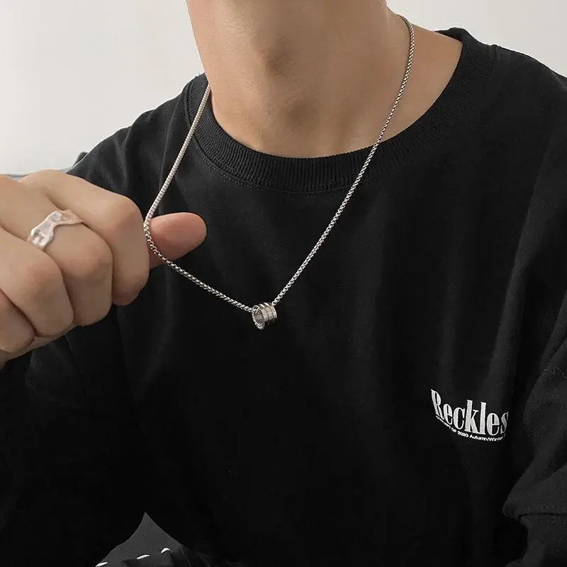 Vòng cổ Màu bạc nhiều lớp, unisex, Y2k, Hip Hop Titan Chain Jewelry Trang Sức Dây Chuyền Nữ 6