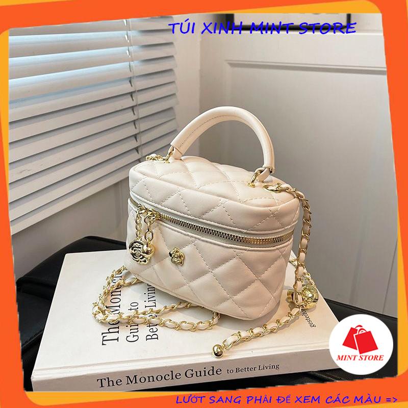 Túi Cốp Hoa Trà Đẹp - Túi Xách Nữ Đeo Chéo Trần Chỉ Da Mềm Dễ Thương PK 571 Bag