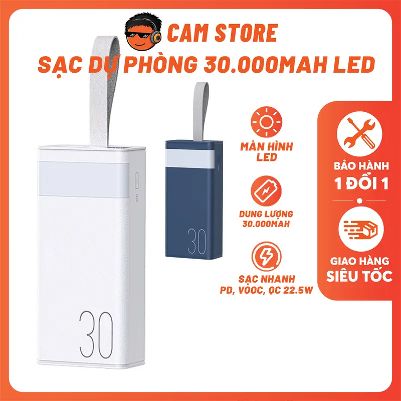 Sạc Dự Phòng RÈMAX RP320 30.000mAh - Sạc Nhanh PD+ Q.C 22.5W, Sạc Đa Thiết Bị 0