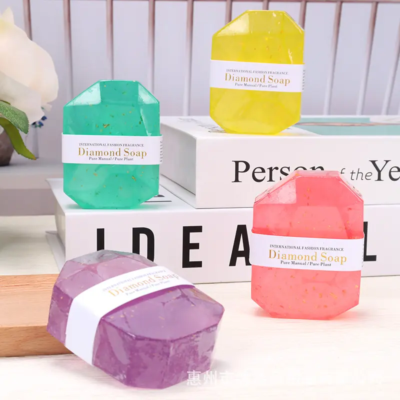 Soap Gift Set Gold Foil Soap Diamond Soap Bath Heart Soap Handmade Soap Scented Organic Natural Soap Bar, Body Wash and Natural Vegan Soap Bar Gift Nourishing Hand Soap Bar for Soft Skin