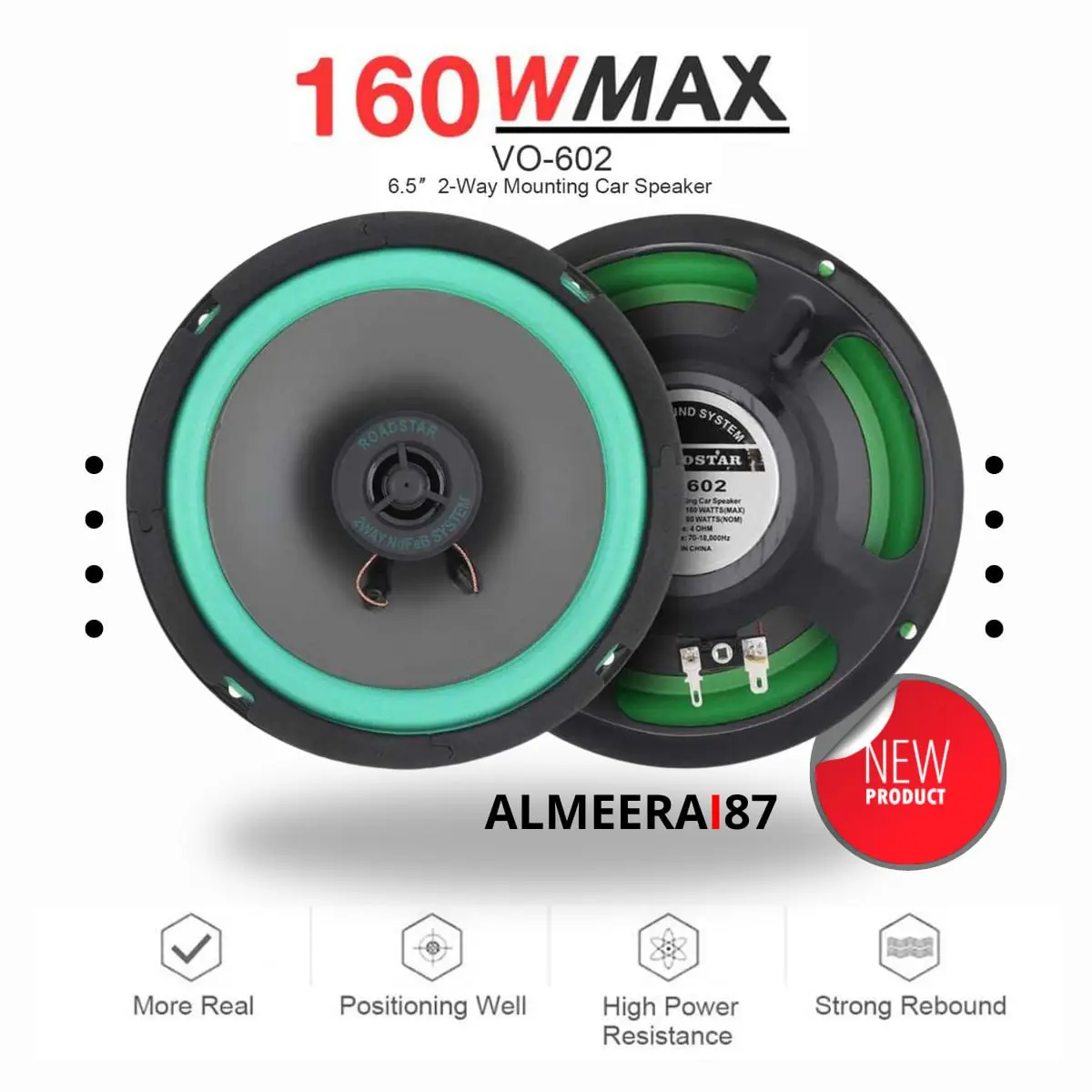 ROADSTAR Speaker Subwoofer Mobil HiFi 6.5 Inch 160W 1 PCS - VO-602 Suara Jernih Minim Distorsi