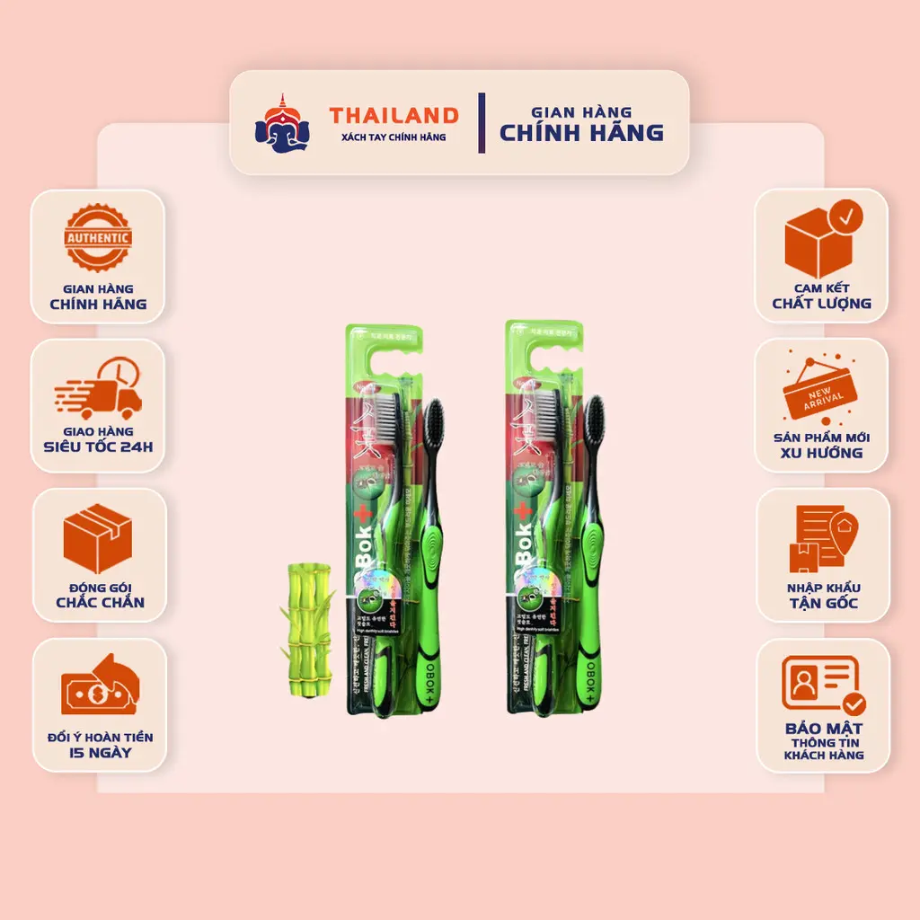 [COMBO 5] Bàn chải đánh răng than tre OBOK+ Hàn Quốc