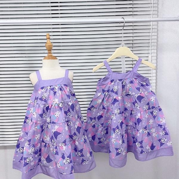 ￼DL28 (10 -35kg)váy đũi dây màu tím dáng dài - váy thiết kế chất đũi mềm siêu xinh thoáng mát cho bé gái 2