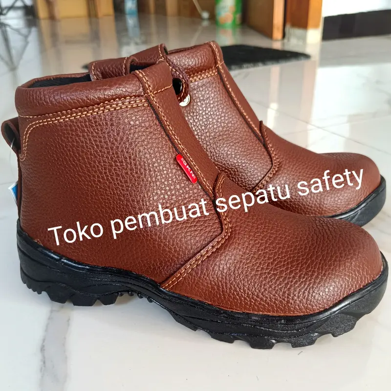 Sepatu safety king skn ujung besi kulit sapi asli model resleting terlaris keselamatan kerja pabrik pom bengkel lapangan proyek berkualitas tahan api paku kuat tahan lama sepatu safety resleting sepatu safety pria king wanita Shoes Boots 1