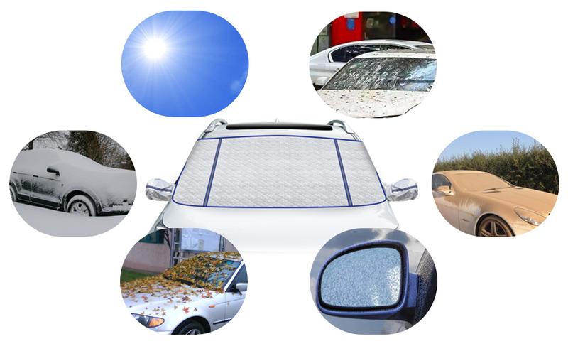 Product Introduction of Windscreen Cover Car Windshield Cover for Winter Foldable with 5 Magnet Heat Protection Windscreen Cover with Two Mirror Covers against Snow ICE Dust Frost UV Protection 41 x 57 in/105 * 145CM 10
