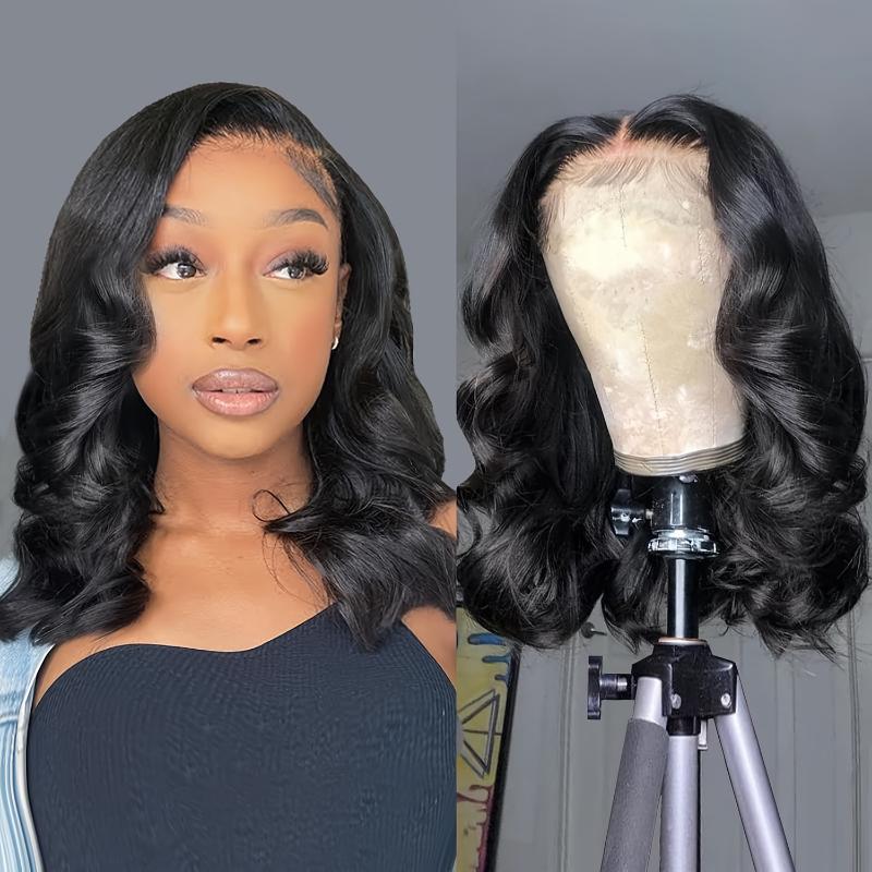 Bob Wigs Body Waves Front Wigs Pre-Pulled Glueless Bob Wigs for Women Hair Wigs (16 Inch, Natural Black) 0