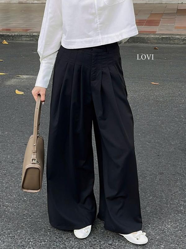 QUẦN LINEN ỐNG RỘNG LOE DÀI 3 LY PHONG CÁCH HÀN CHO NỮ- QUẦN LOE 3 LY- LOVI