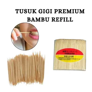 Tusuk Gigi Bambu Ukir Refill Kemasan Plastik | Isi ±80 pcs Higienis & Tajam