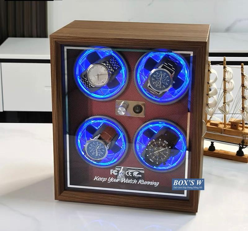 Product Introduction of [BH 24T] Tủ Xoay 2 Đồng Hồ Cơ Tự Động Vỏ Gỗ Sần Có Đèn LED Cao Cấp Giá Rẻ 23