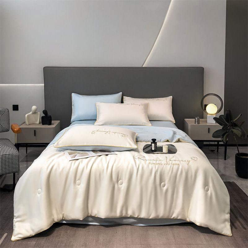 Product Introduction of 2025 Summer Washed Silk Summer Quilt Ice Silk Tencel Summer Quilt Four-Piece Set Double Machine Washable Air Conditioning Quilt Summer Thin Quilt 22