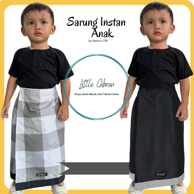 Little Gibran Sarung Instan Anak Laki Laki by Rainan ORI - Motif Printing Anak Sarung Ramadan Puasa Lebaran 0