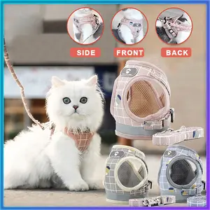 Rompi Kucing Rompi Harness Tali Tuntun Harness Rompi Harness Mesh Lembut Dengan Tali Pengikat Reflektif