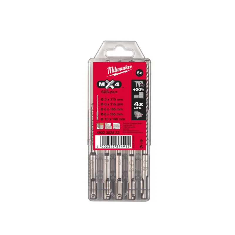 [CHÍNH HÃNG] Bộ mũi khoan SDS Plus ( 5pcs/set ) 4932352833 MILWAUKEE