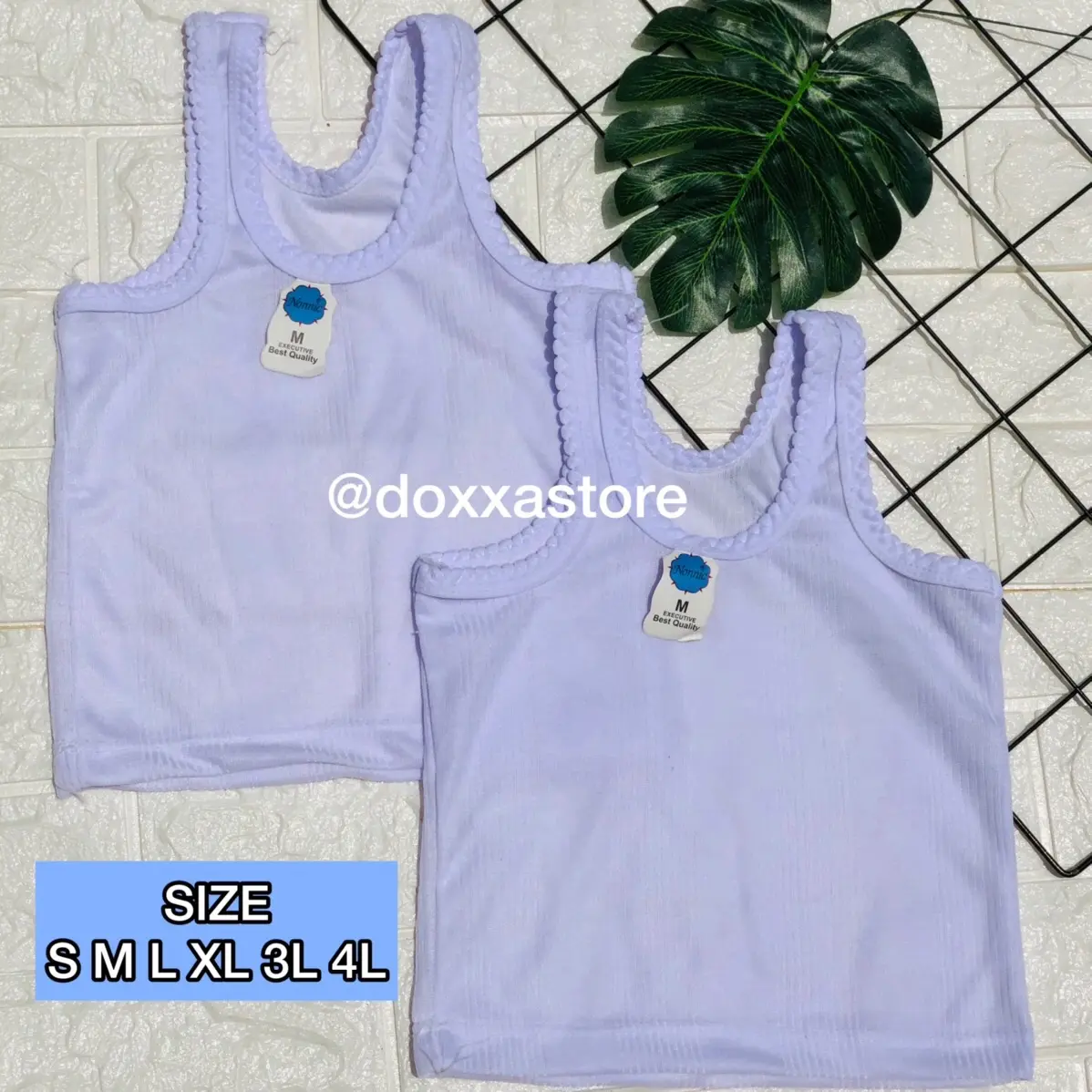 12Pcs Kaos Dalam Singlet Salur Putih Pria Wanita Katun Remaja Dewasa