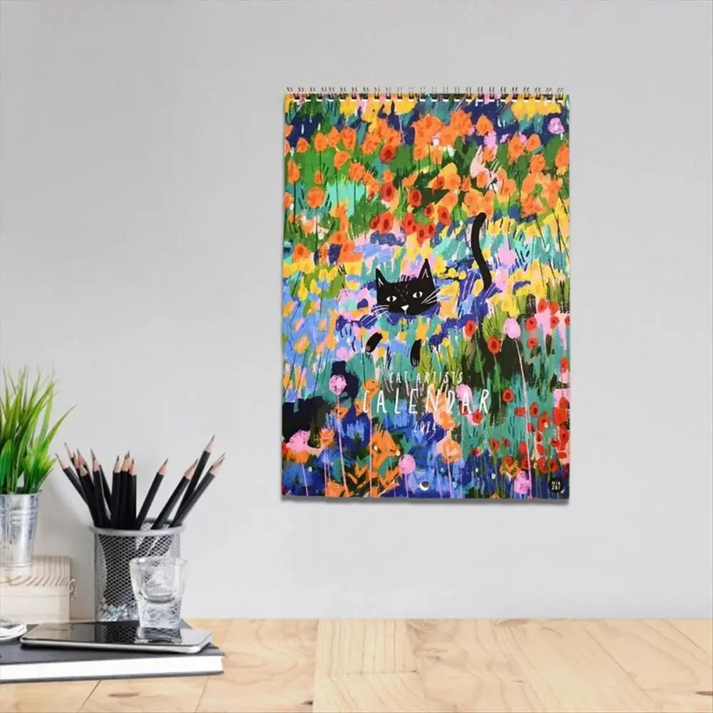 Cat in Art Wall Calendar, 1 Count 2025 Monthly Calendar, Wall Decor for Home Office, Perfect Gift for Friends & Family