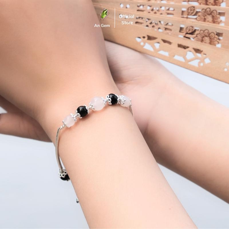 Product Introduction of Vòng tay An gem đá obsidian mix mã não trắng kèm charm, lắc tay nữ phong thuỷ đá tự nhiên quà tặng sinh nhật giáng sinh Noel Tết Valentine [TẶNG CHỈ ĐỎ] 7