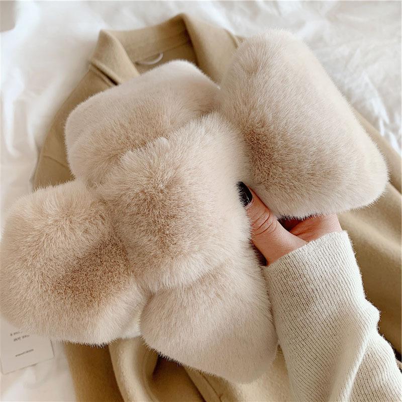 Product Introduction of Winter Plush Scarf for Women Soft Warm Thicken Neckerchief Solid Color Female Scarves 8