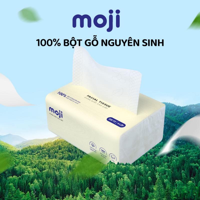 Thùng 40 gói rút khăn giấy ăn Moji 4 lớp cao cấp nguyên liệu bột gỗ nguyên sinh tự nhiên không hóa chất không tẩy trắn 1